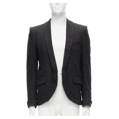 McQ Alexander McQueen giacca blazer grigio in misto lana con collo a scialle, EU46 S