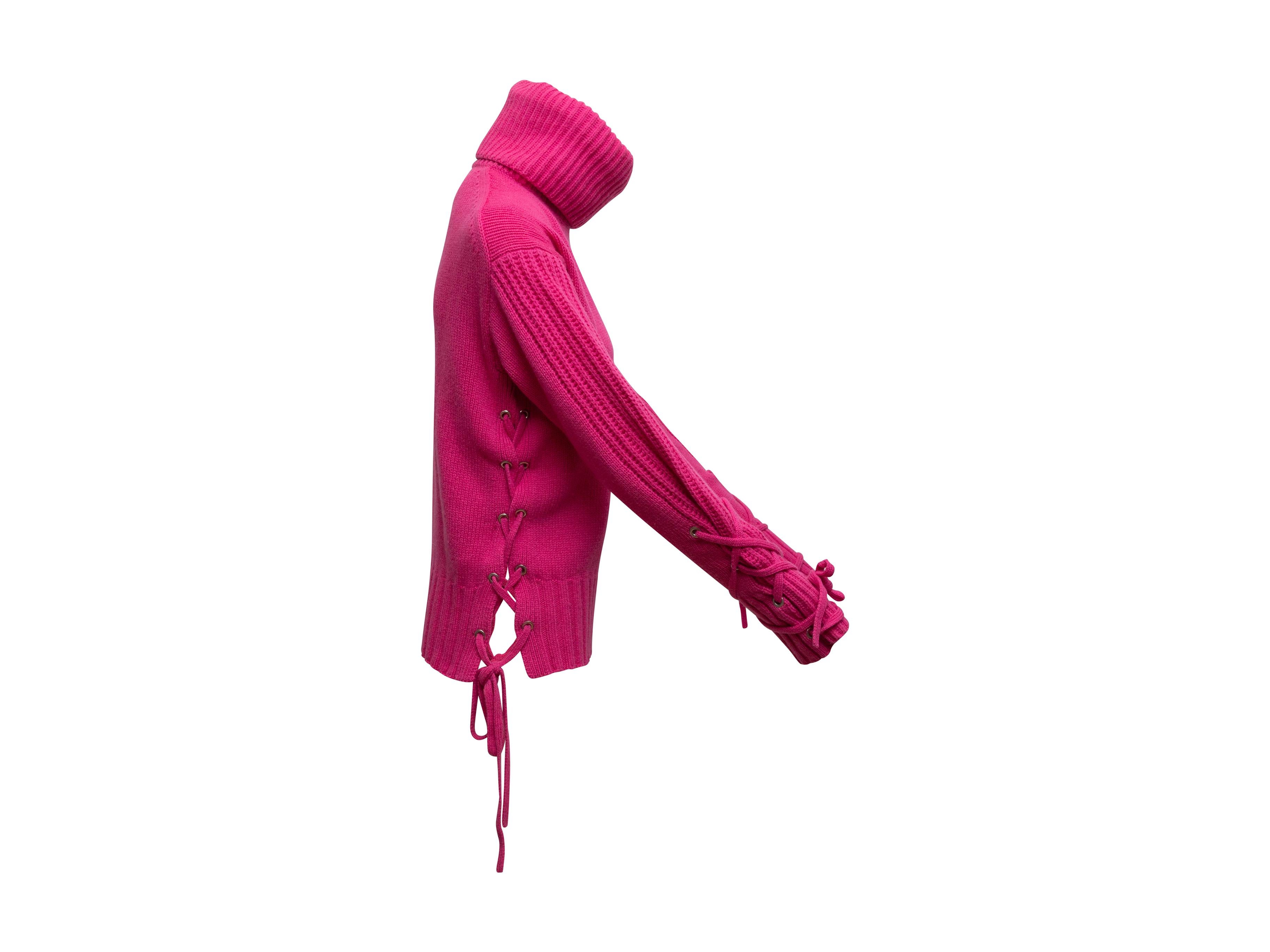 McQ Alexander McQueen Hot Pink Turtleneck Sweater In Good Condition In New York, NY