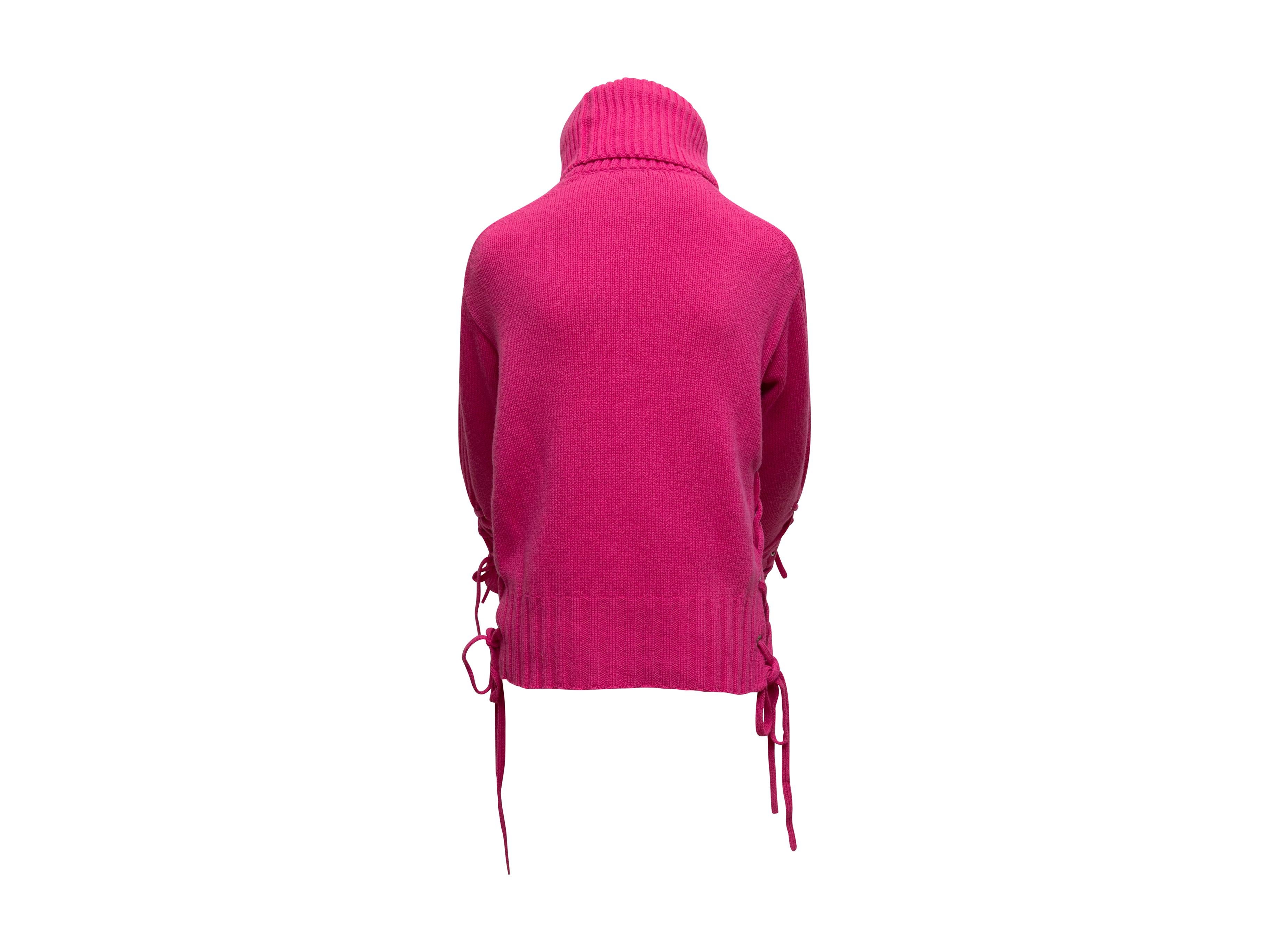Women's McQ Alexander McQueen Hot Pink Turtleneck Sweater