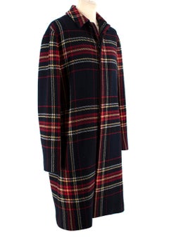 McQ Alexander McQueen Navy & Red Plaid Wool Coat - US XS