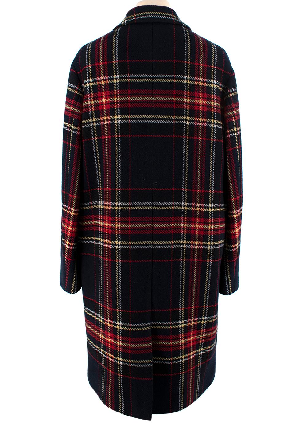 Black McQ Alexander McQueen Navy & Red Plaid Wool Coat - US XS