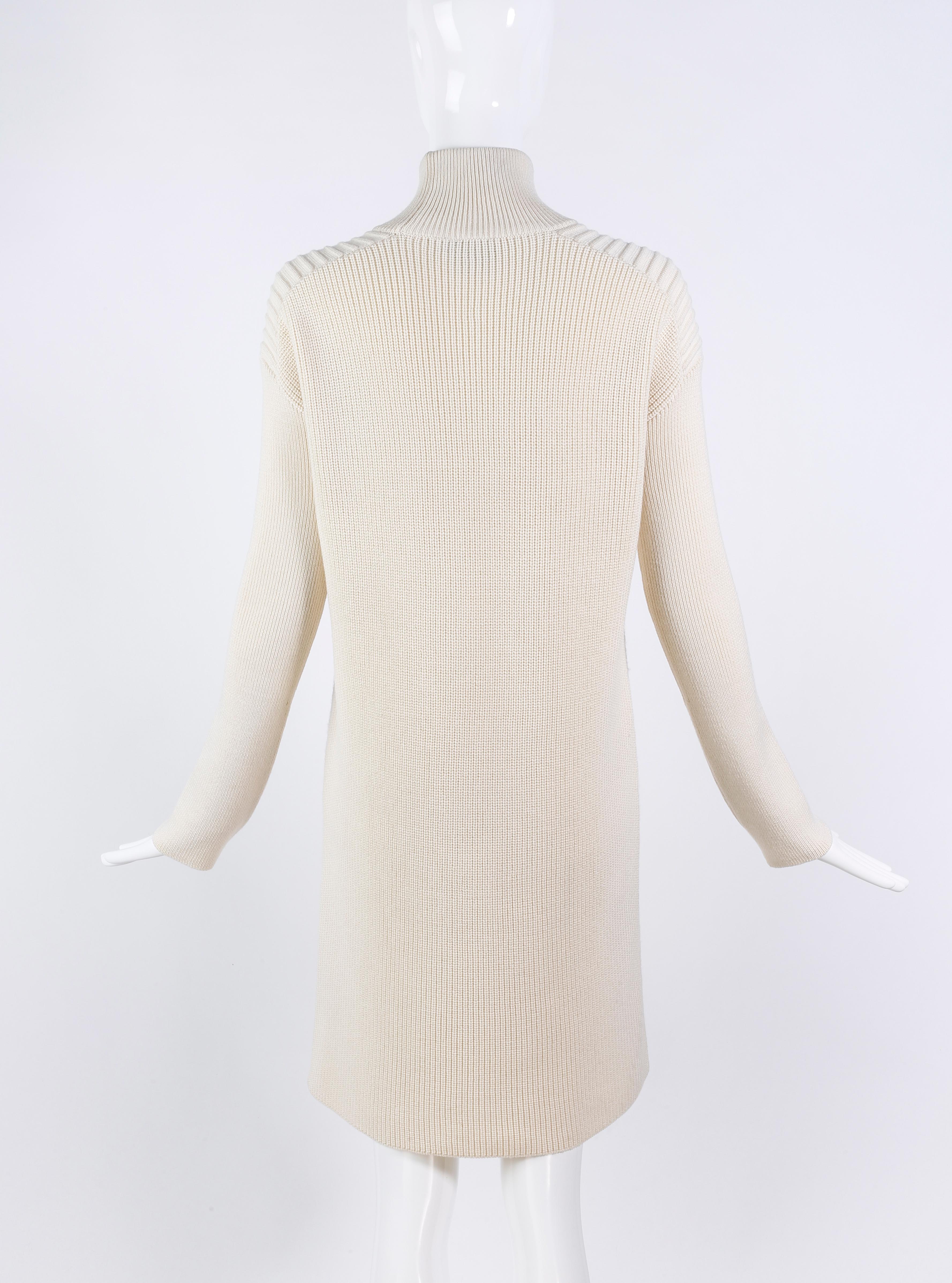 McQ Alexander McQueen Off White Ivory Wool Long Sleeve Turtleneck Sweater Dress im Zustand „Gut“ im Angebot in Chicago, IL