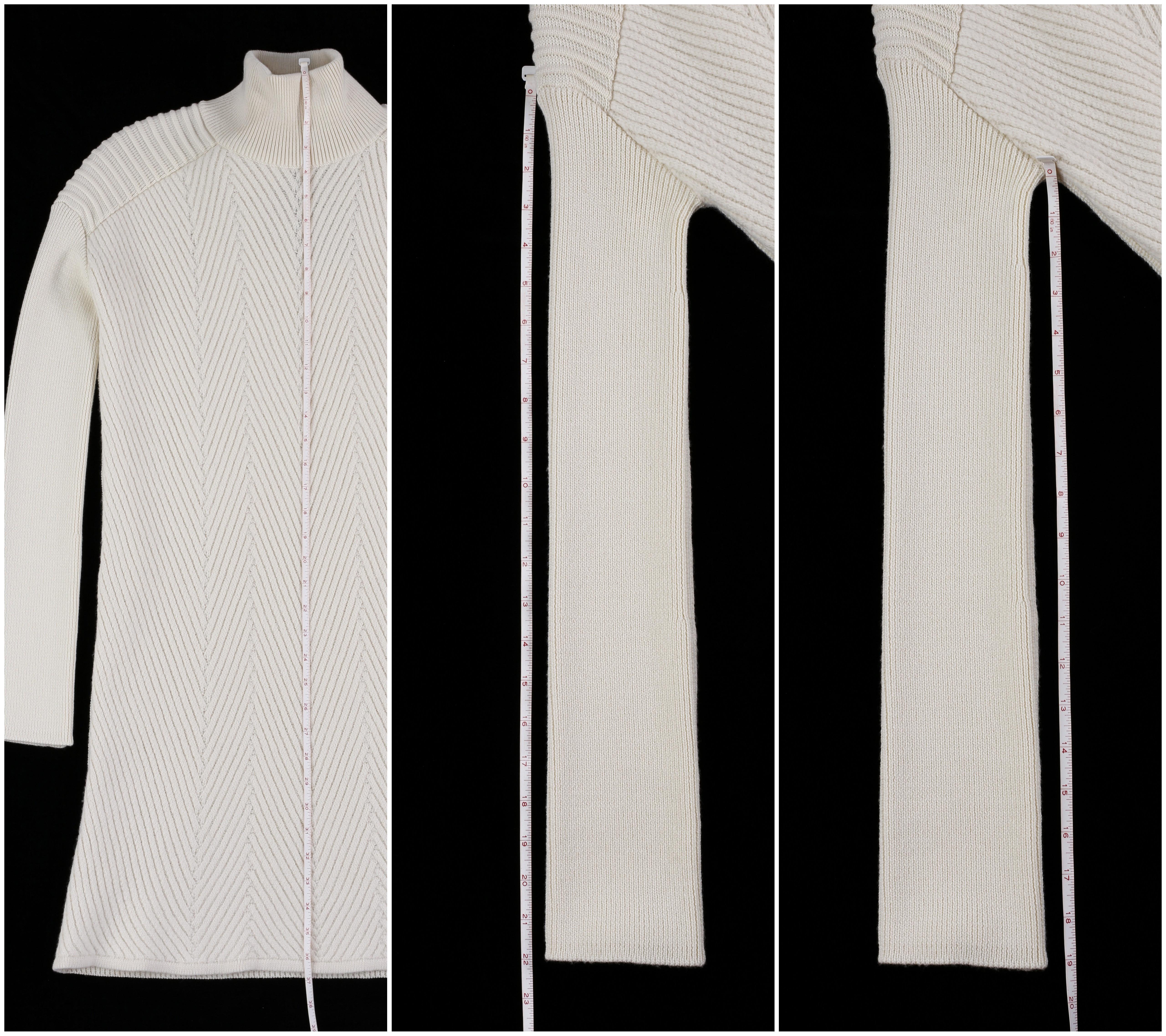 McQ Alexander McQueen Off White Ivory Wool Long Sleeve Turtleneck Sweater Dress im Angebot 3