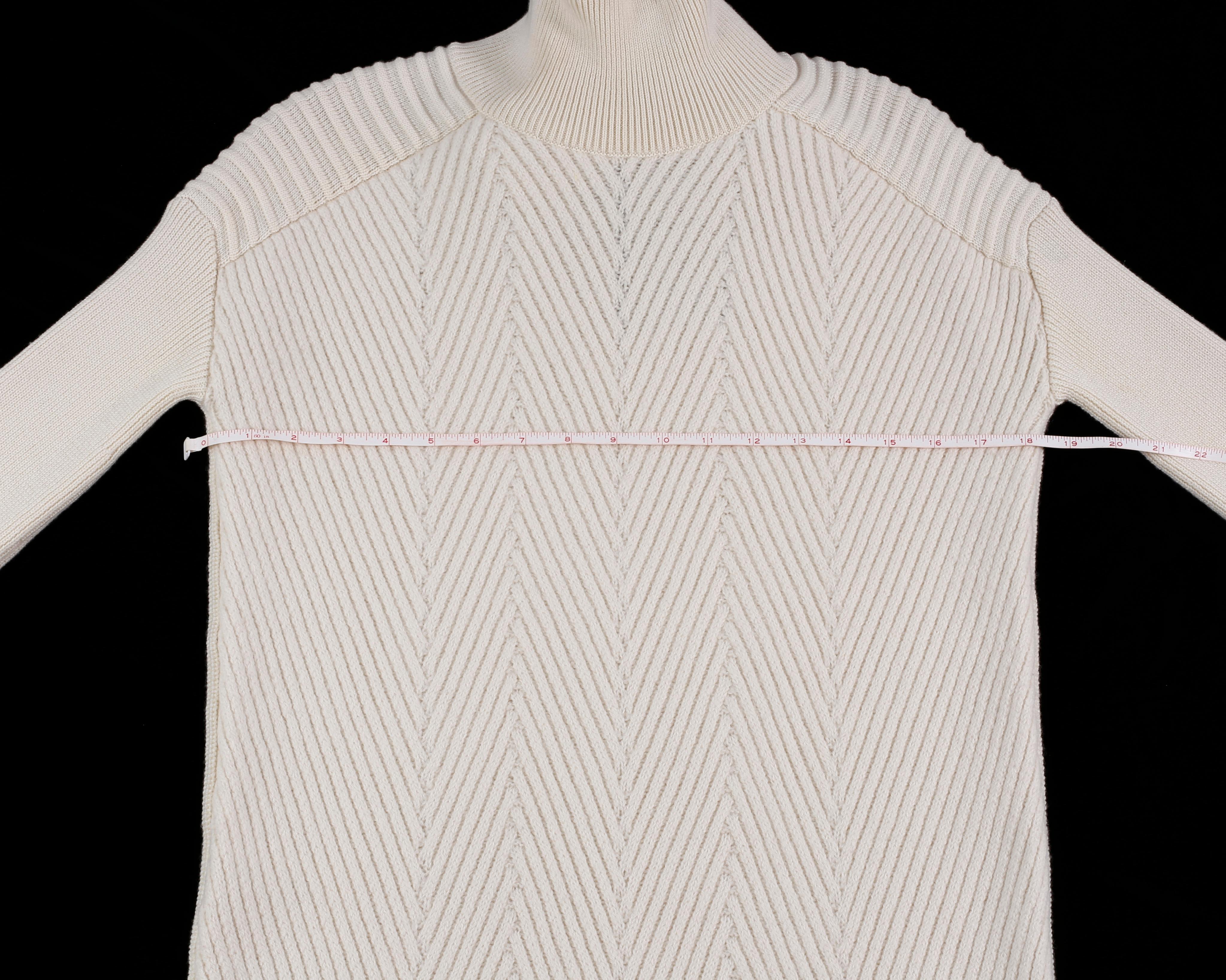McQ Alexander McQueen Off White Ivory Wool Long Sleeve Turtleneck Sweater Dress For Sale 2