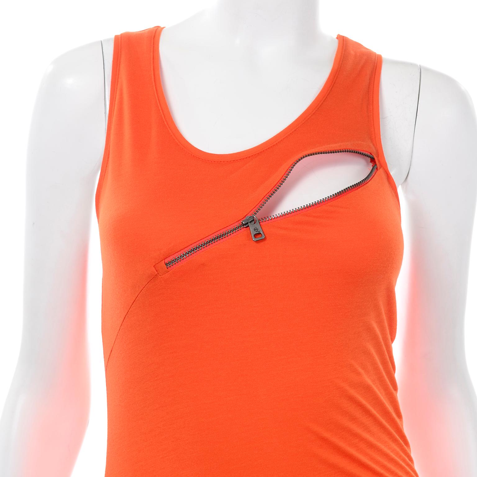 Red McQ Alexander McQueen Orange Stretch Knit Dress W Cut Out Zipper Details For Sale