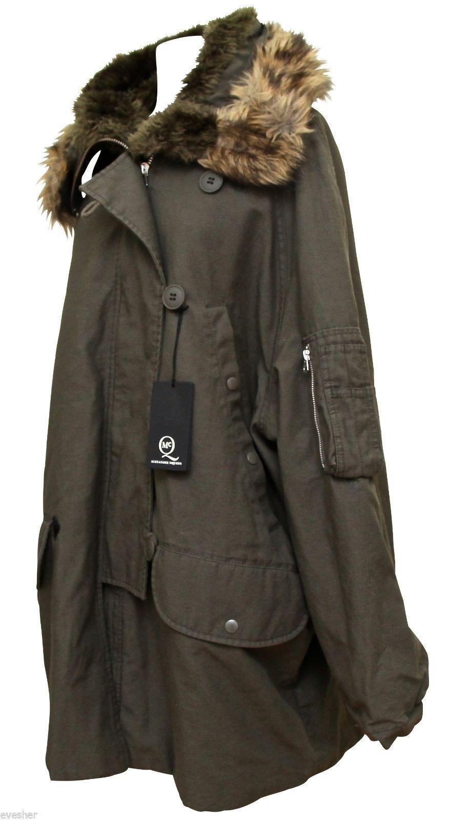 Gray MCQ ALEXANDER MCQUEEN Parka Jacket Coat Grey Army Green Hooded BNWT For Sale