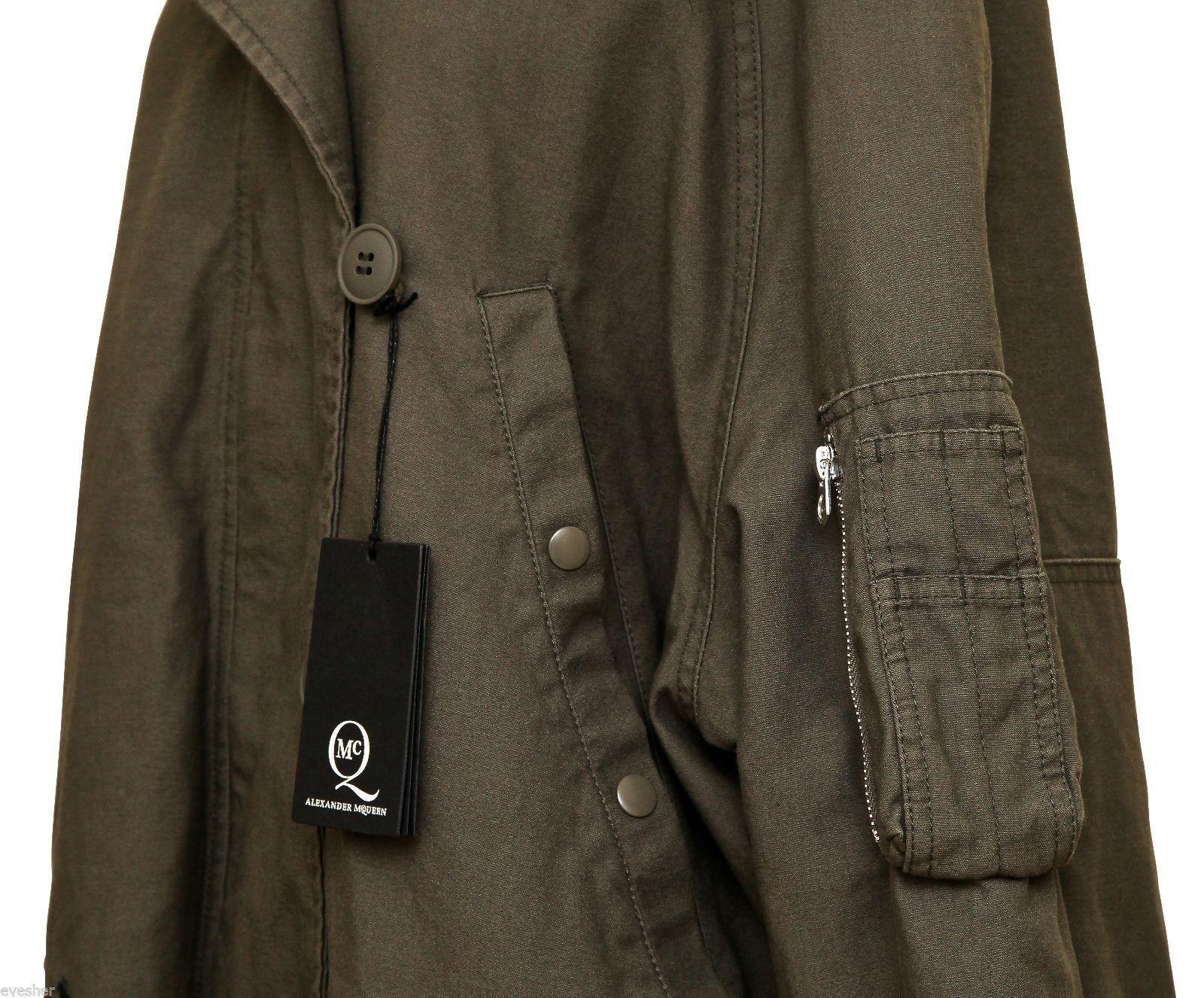 Women's MCQ ALEXANDER MCQUEEN Parka Jacket Coat Grey Army Green Hooded BNWT For Sale