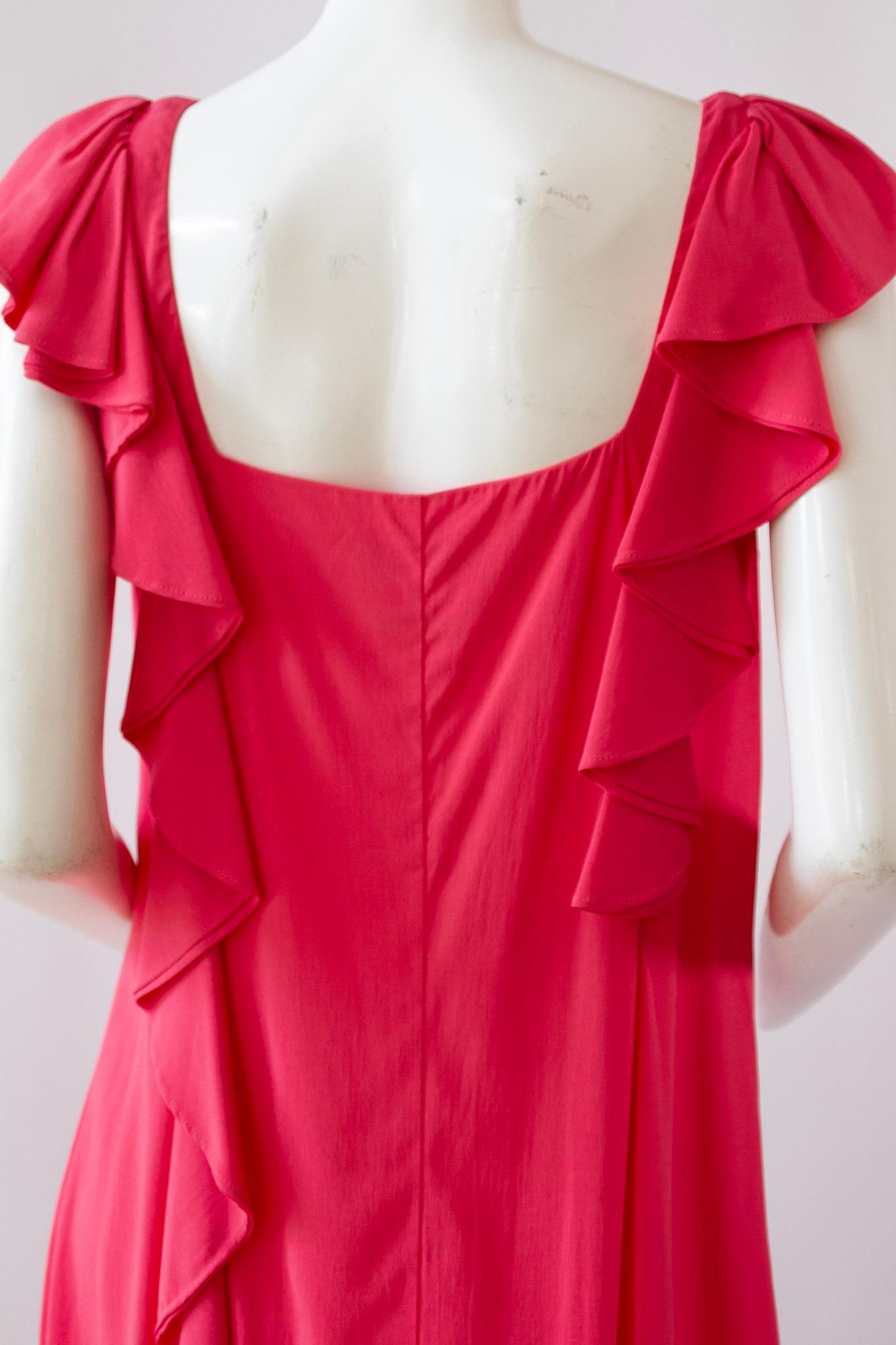 McQ Alexander McQueen Pink Ruffle Midi Dress 6