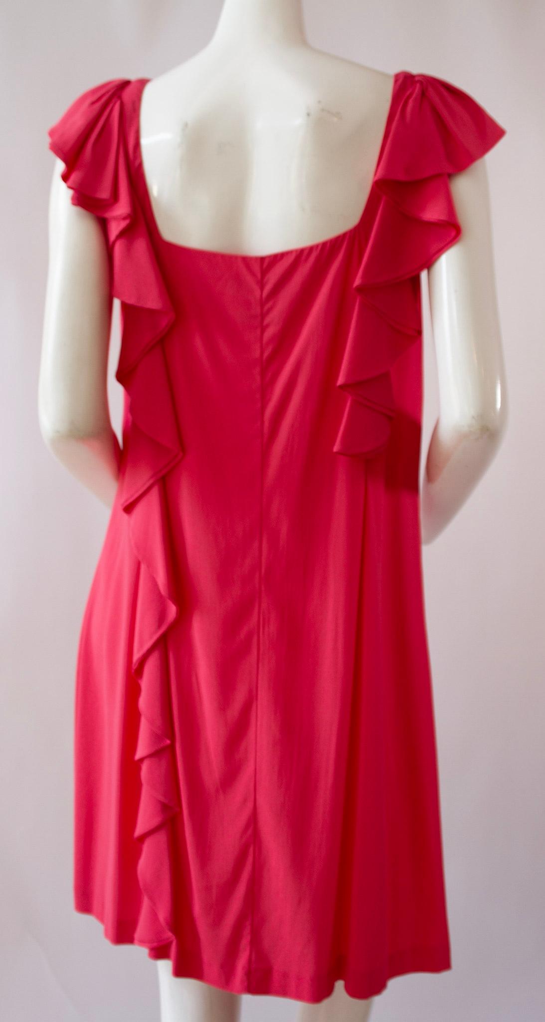 McQ Alexander McQueen Pink Ruffle Midi Dress 7