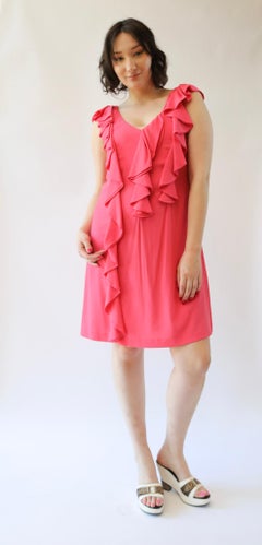McQ Alexander McQueen Pink Ruffle Midi Dress