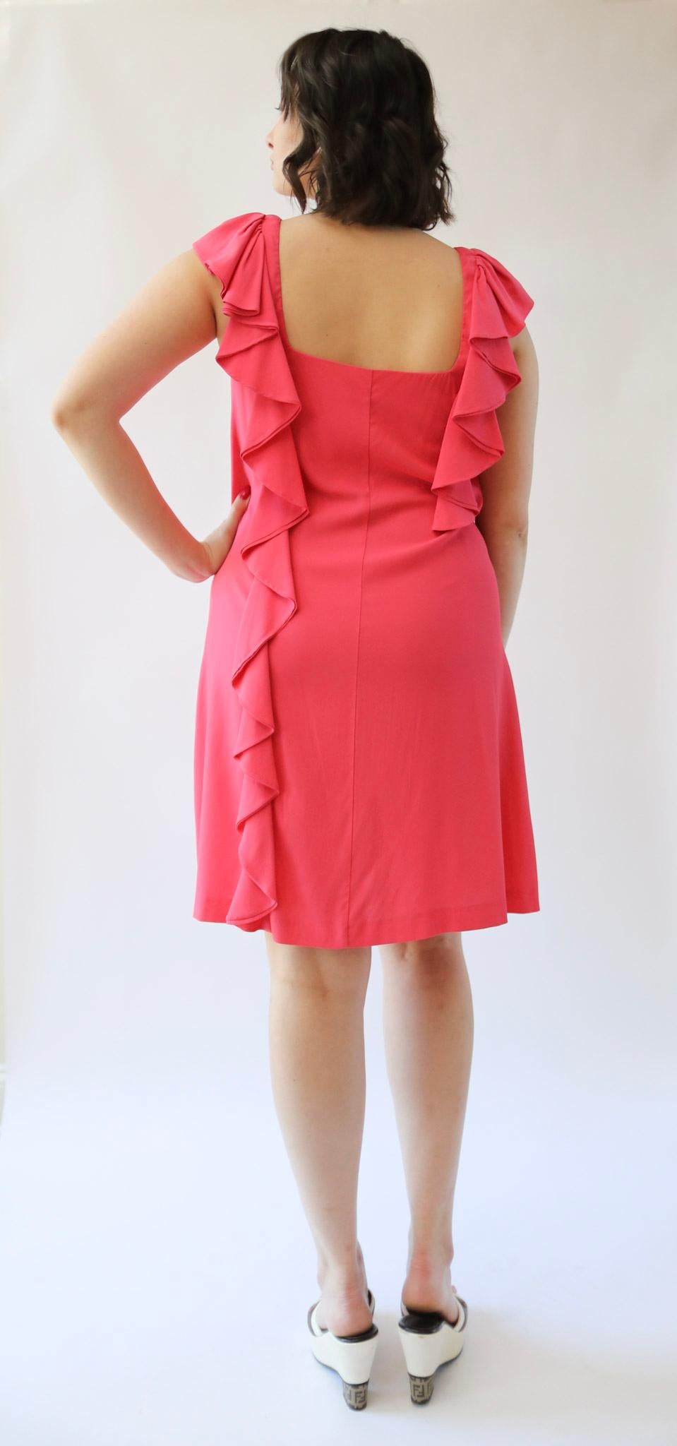 Women's McQ Alexander McQueen Pink Ruffle Midi Dress