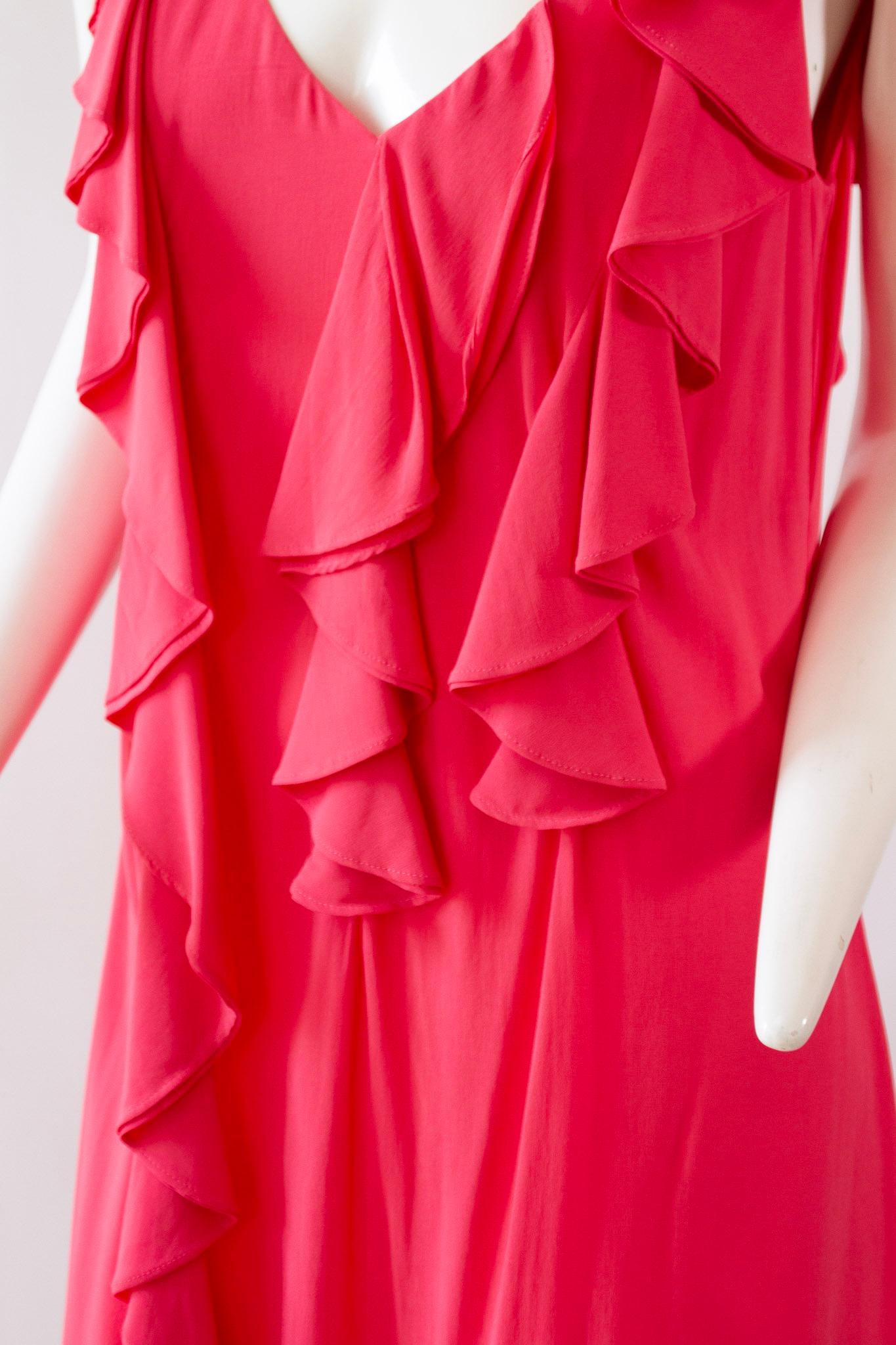 McQ Alexander McQueen Pink Ruffle Midi Dress 3