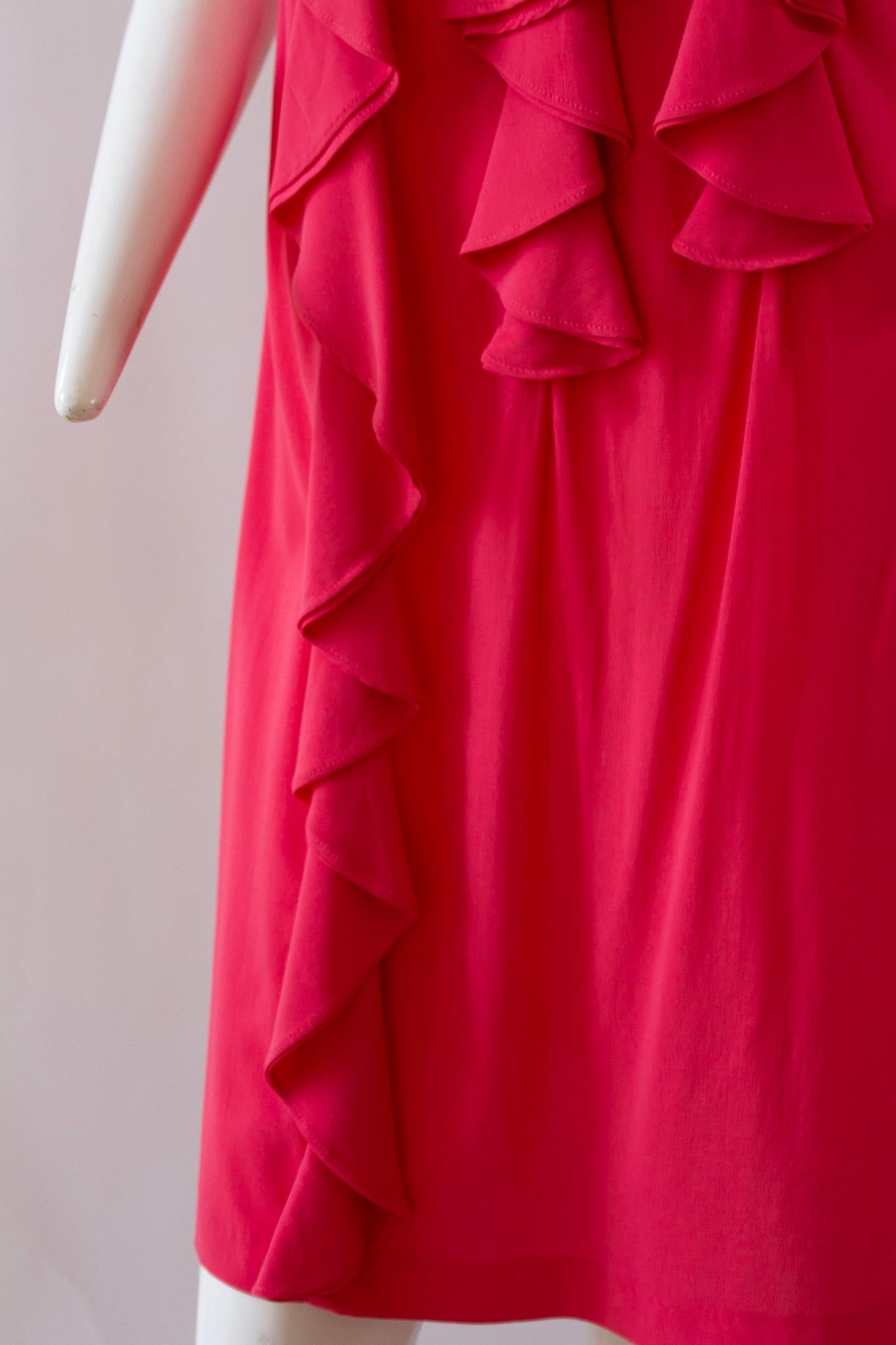 McQ Alexander McQueen Pink Ruffle Midi Dress 4