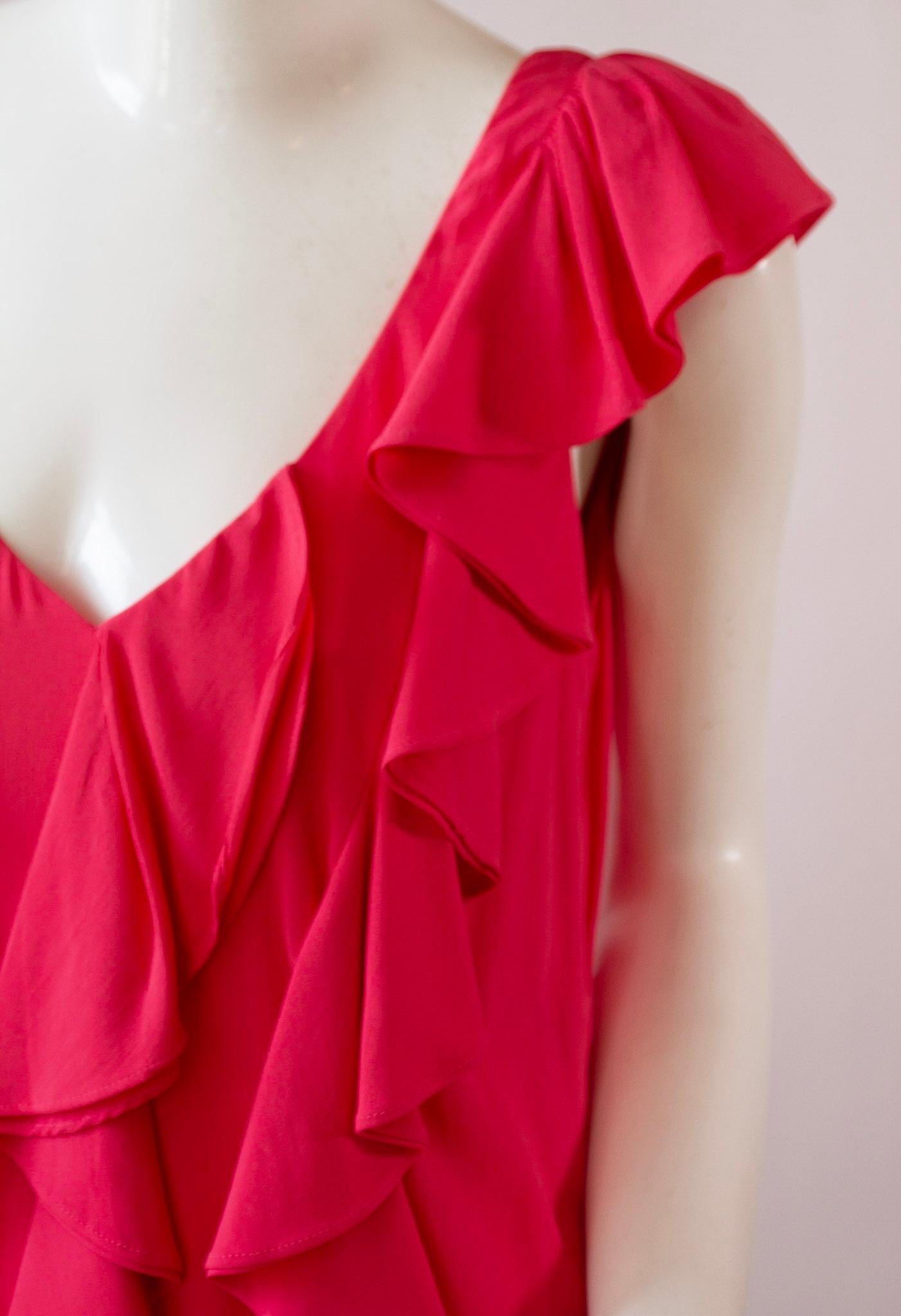 McQ Alexander McQueen Pink Ruffle Midi Dress 5