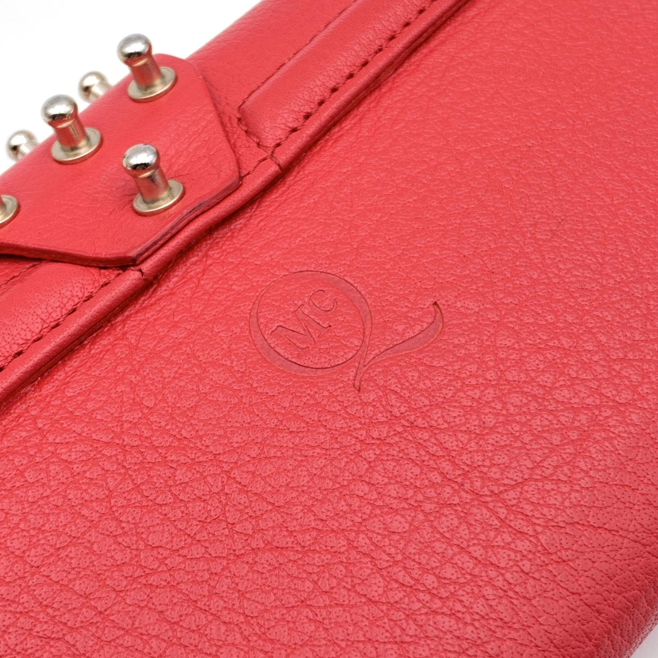 McQ Alexander McQueen Red Leather Studded Continental Wallet For Sale 1