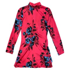 McQ Alexander McQueen Red Long Sleeve Floral Dress