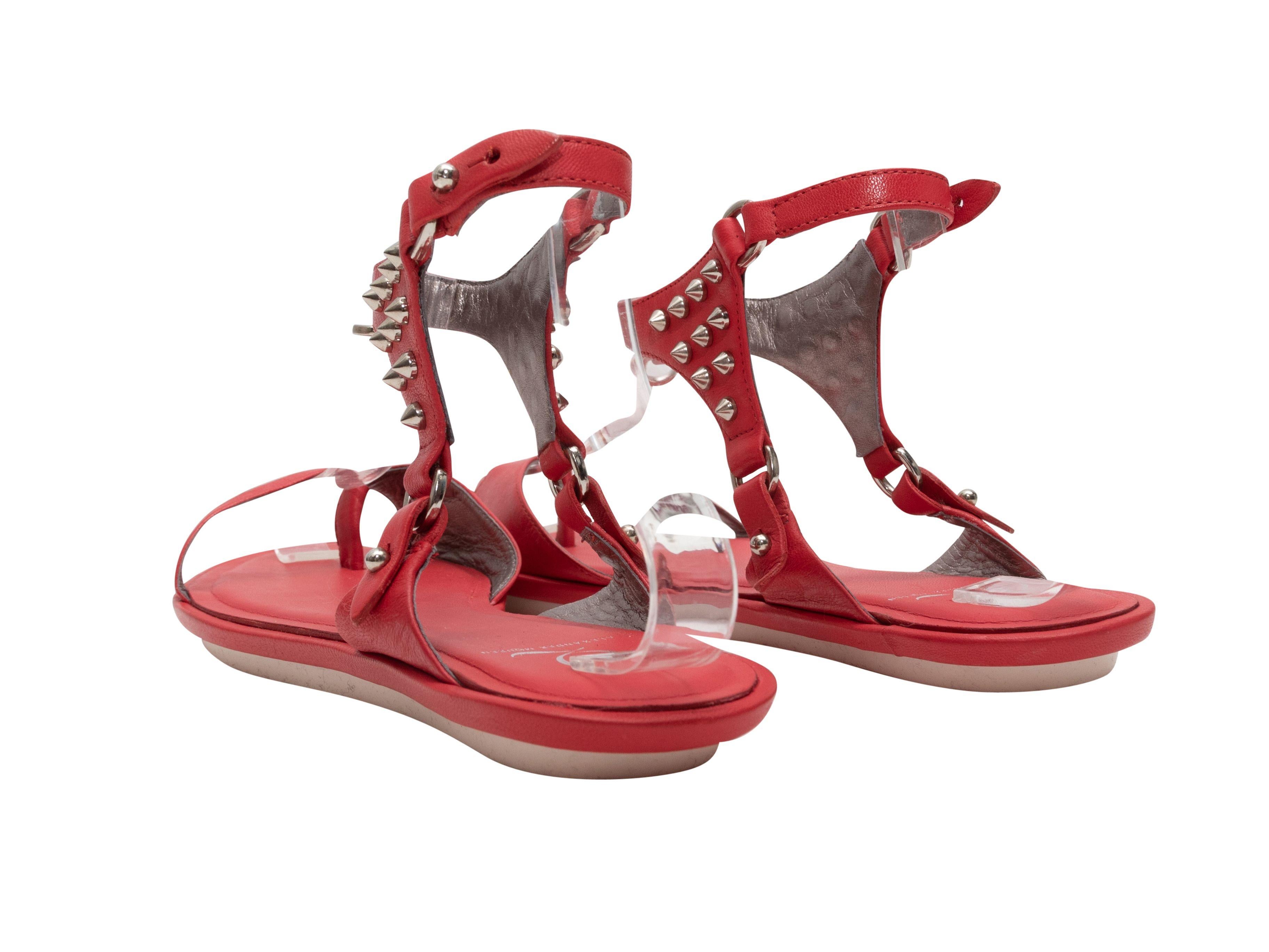 McQ Alexander McQueen Red Studded Sandals 1
