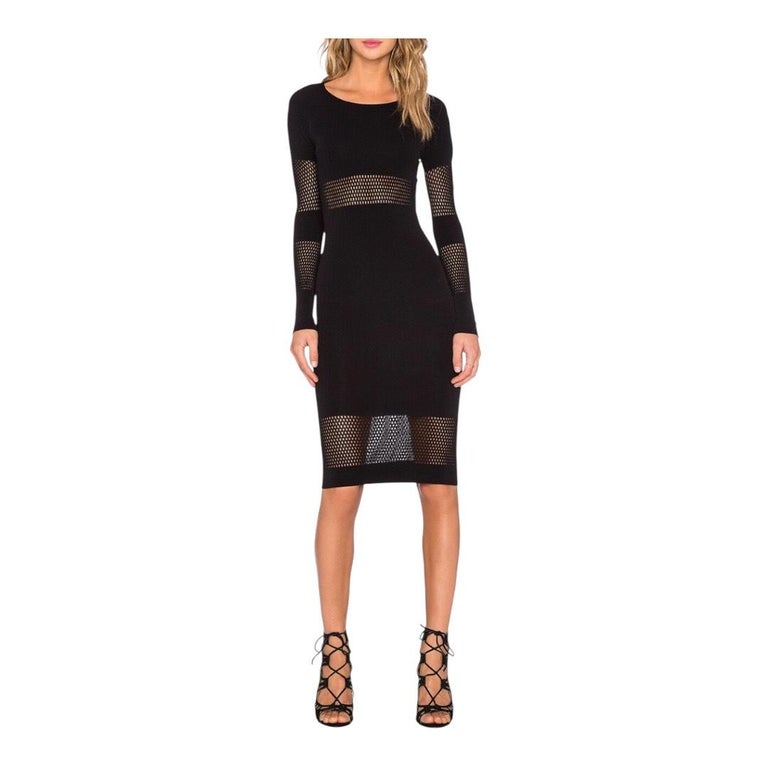 McQ Alexander McQueen Sheer Panel Body-Con Midi Dress For Sale at 1stDibs