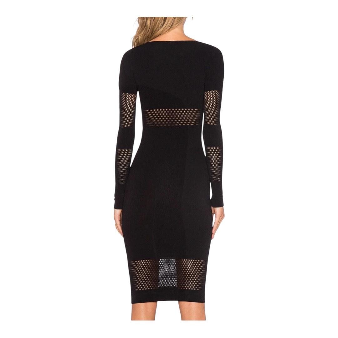 Black McQ Alexander McQueen Sheer Panel Body-Con Midi Dress For Sale