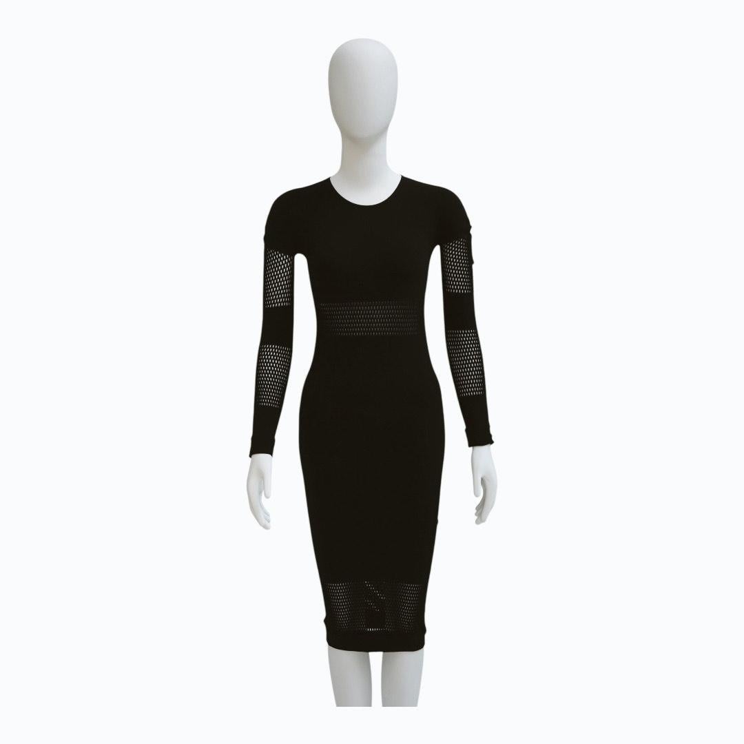 McQ Alexander McQueen Sheer Panel Body-Con Midi Dress In Excellent Condition For Sale In Dallas, TX
