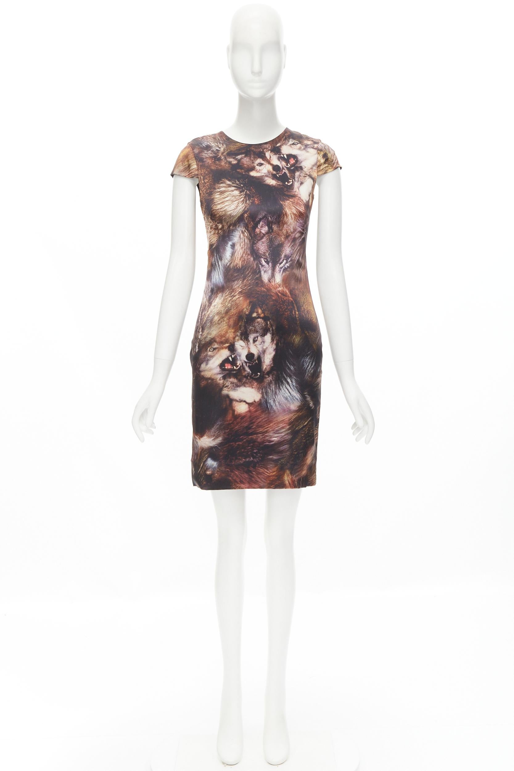 MCQ ALEXANDER MCQUEEN wolf photographic print silk dress IT36 XS 3