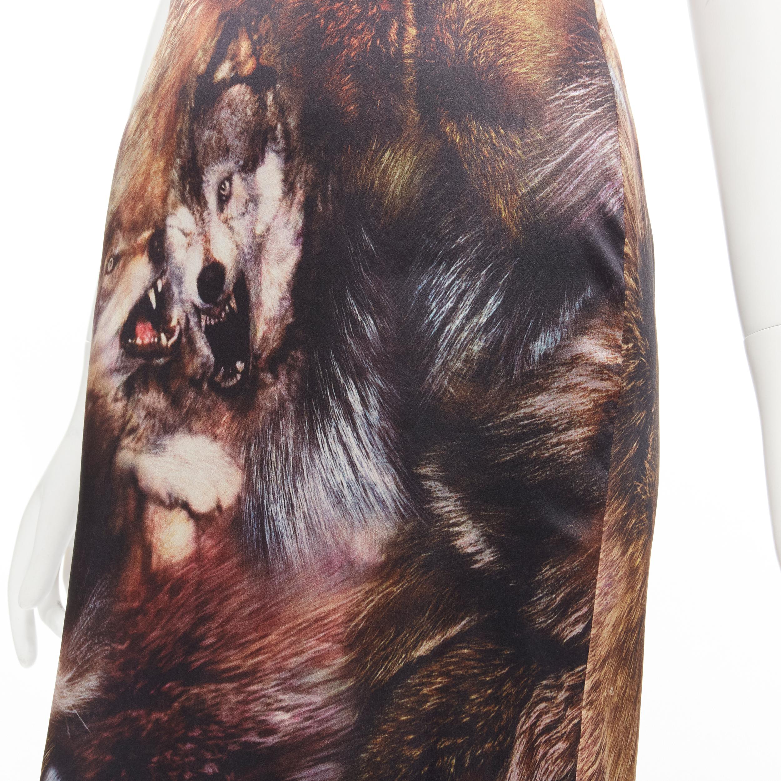 Women's MCQ ALEXANDER MCQUEEN wolf photographic print silk dress IT36 XS