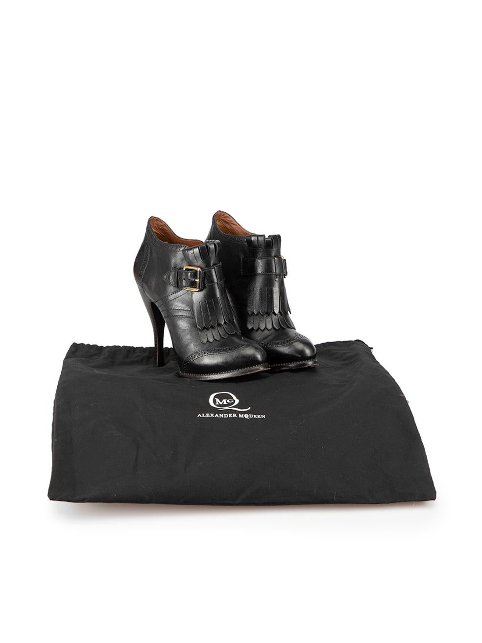 Alexander McQueen McQ Black Leather Brogue Platform Ankle Boots Size IT 36 2