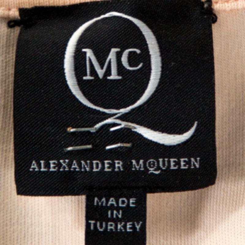 De las mujeres McQ by Alexander McQueen Bicolor Lace Printed Jersey Fitted Dress XS en venta