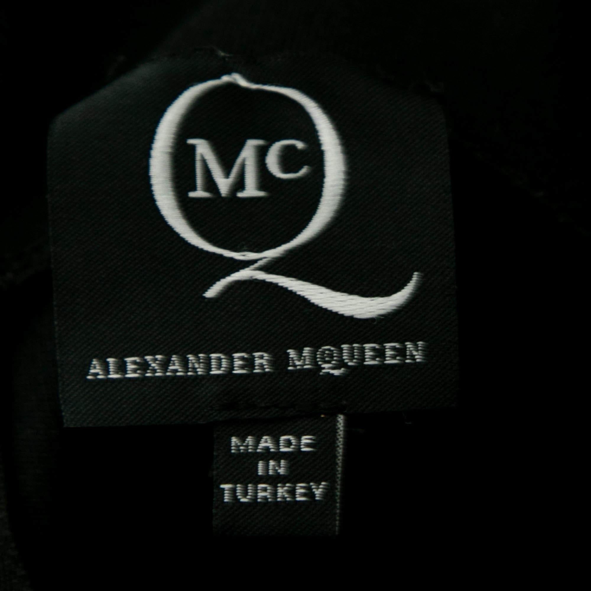 McQ By Alexander McQueen Black & Blue Printed Cotton Pencil Skirt S In Good Condition In Dubai, Al Qouz 2
