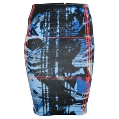 McQ By Alexander McQueen Schwarz & Blau Bedruckter Bleistiftrock aus Baumwolle S