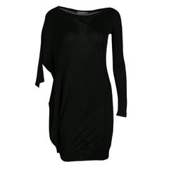 McQ By Alexander McQueen Black Draped Knit Asymmetric Top XS