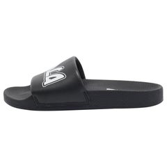 McQ by Alexander McQueen Black Faux Leather Logo Slides Size 40