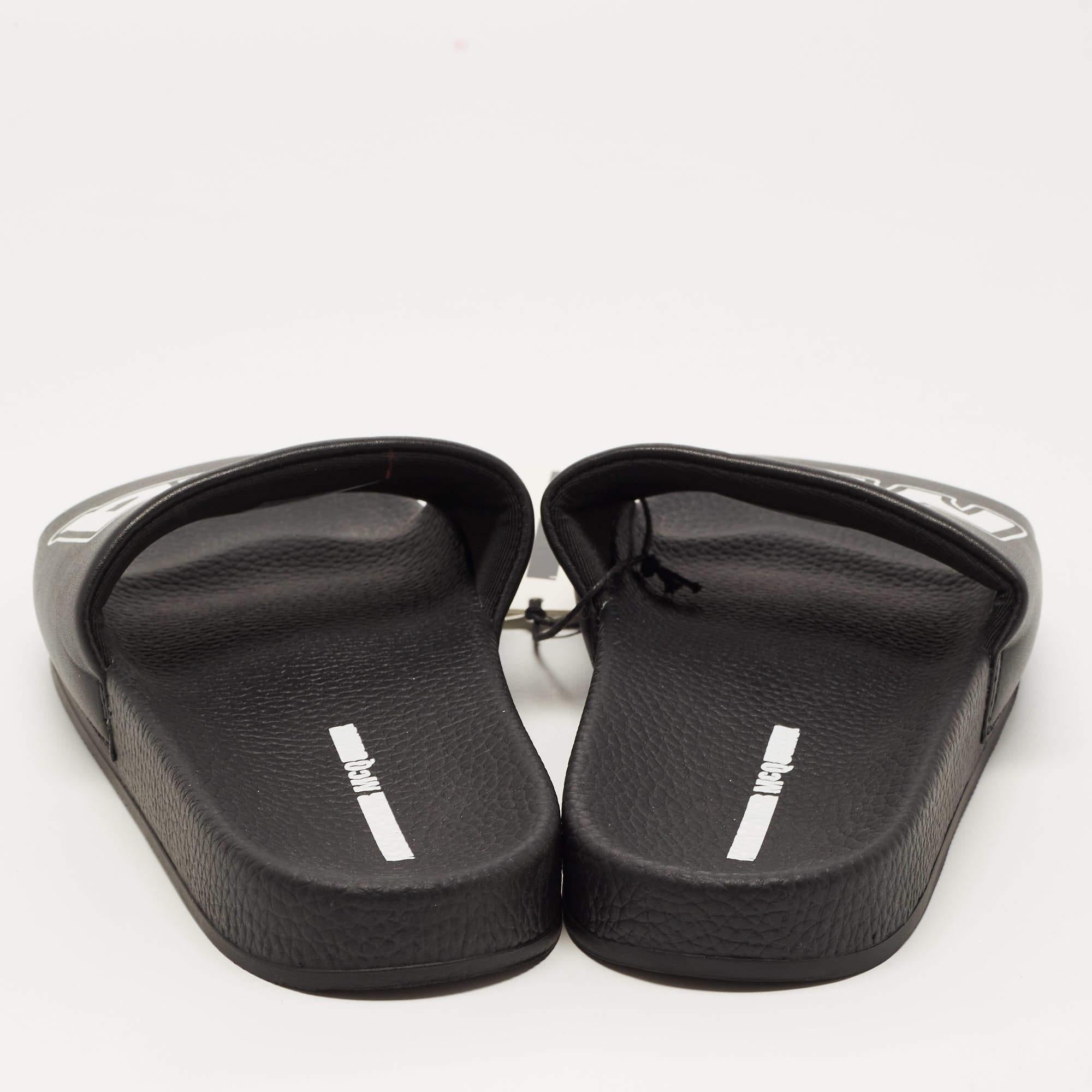 McQ by Alexander McQueen Black Faux Leather Logo Slides Size 42 2