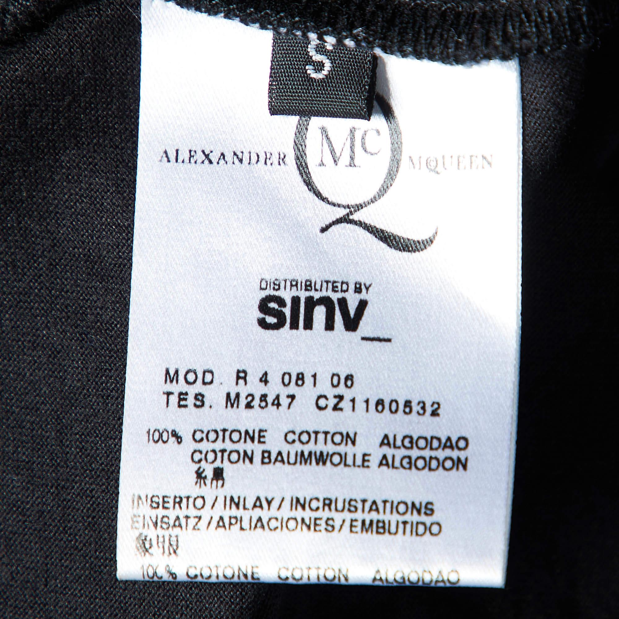 Men's McQ by Alexander McQueen Black Logo Print Cotton Crew Neck T-Shirt S For Sale