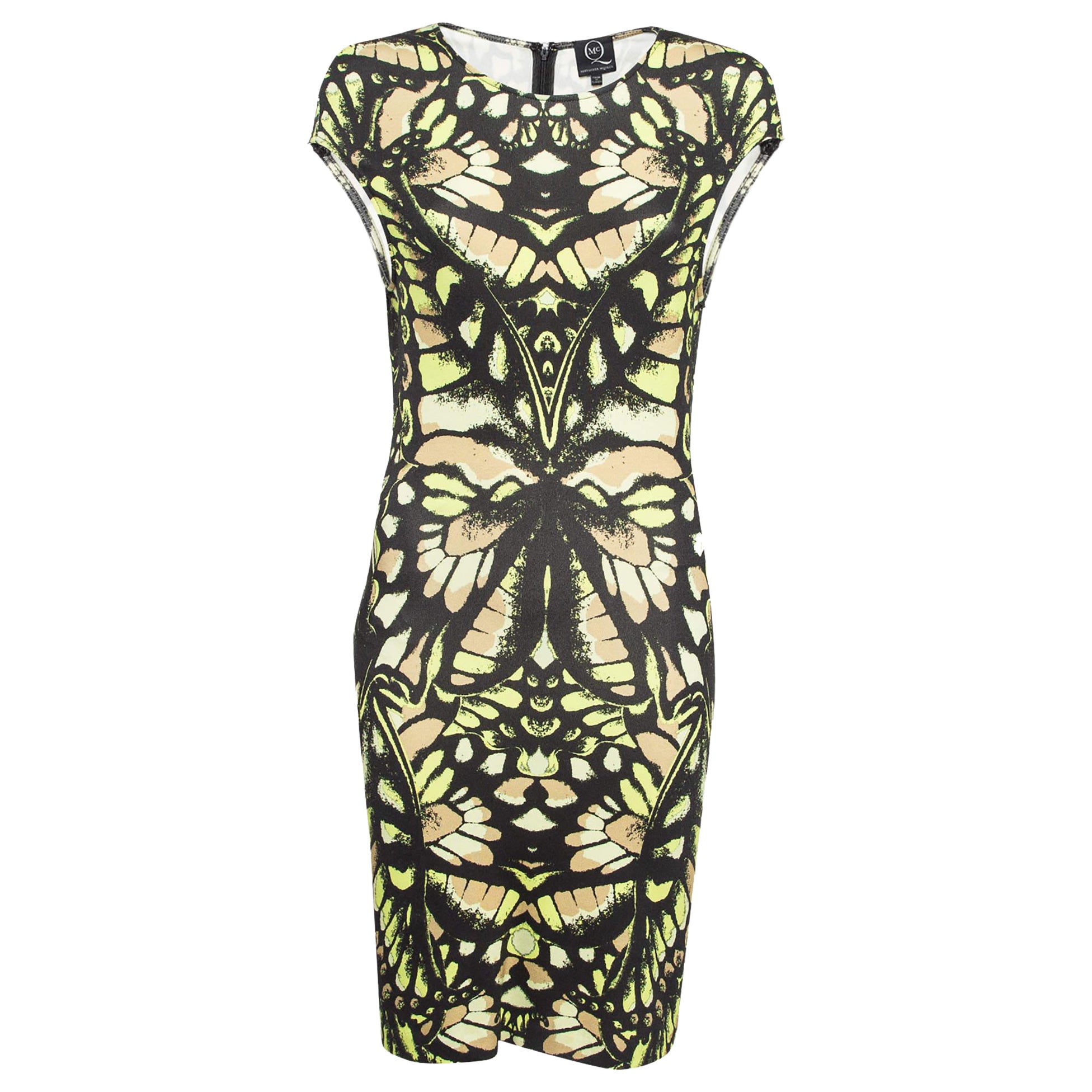 McQ by Alexander McQueen Black Printed Jersey Bodycon Dress L