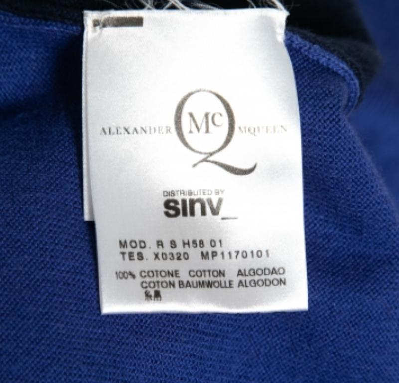 McQ by Alexander McQueen Blauer Strickcardigan mit langen Ärmeln und Knopfleiste L Damen im Angebot