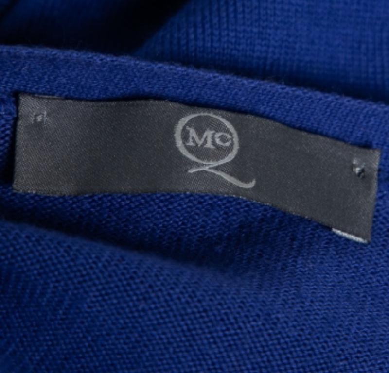 McQ by Alexander McQueen Blauer Strickcardigan mit langen Ärmeln und Knopfleiste L im Angebot 1