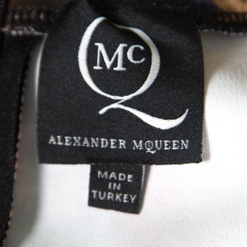 McQ by Alexander McQueen Blurry Lights Printed Jersey Sleeveless Peplum Dress S 2