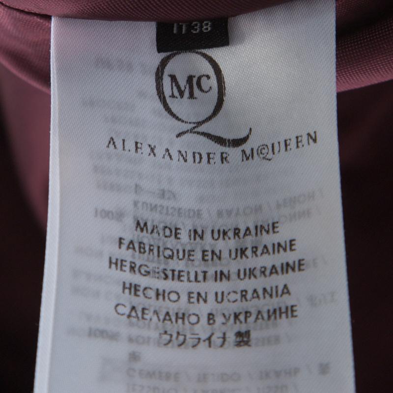 McQ by Alexander McQueen Burgundy Satin Zip Detail Duchess Skirt S 1