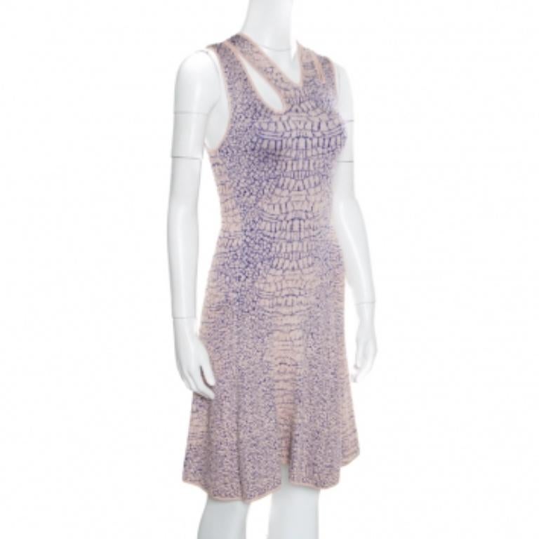 McQ by Alexander McQueen Crocodile Patterned Jacquard Fit and Flare Dress XS en venta 1