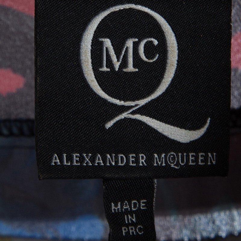 McQ By Alexander McQueen Floral Printed Lace Insert Pintucked Sleeveless Dress M In Good Condition In Dubai, Al Qouz 2