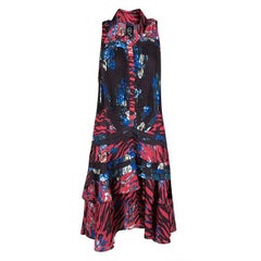 McQ By Alexander McQueen Floral Printed Lace Insert Pintucked Sleeveless Dress M