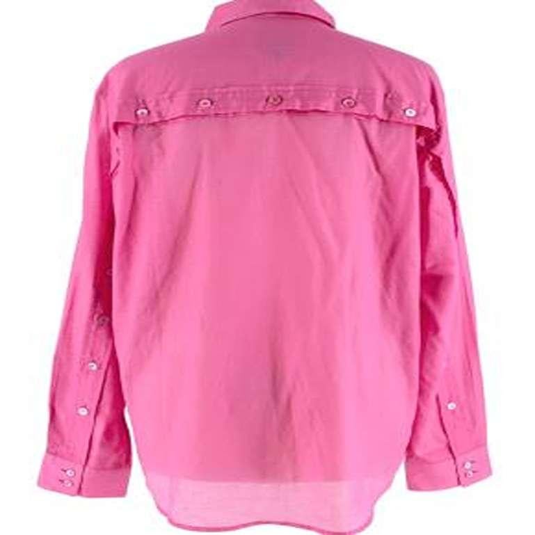 McQ by Alexander McQueen Fuchsia Cotton Button Detail Shirt In Excellent Condition For Sale In London, GB