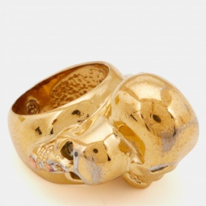 McQ Alexander McQueen Bague multi-crânes en or Taille 50 Bon état - En vente à Dubai, Al Qouz 2