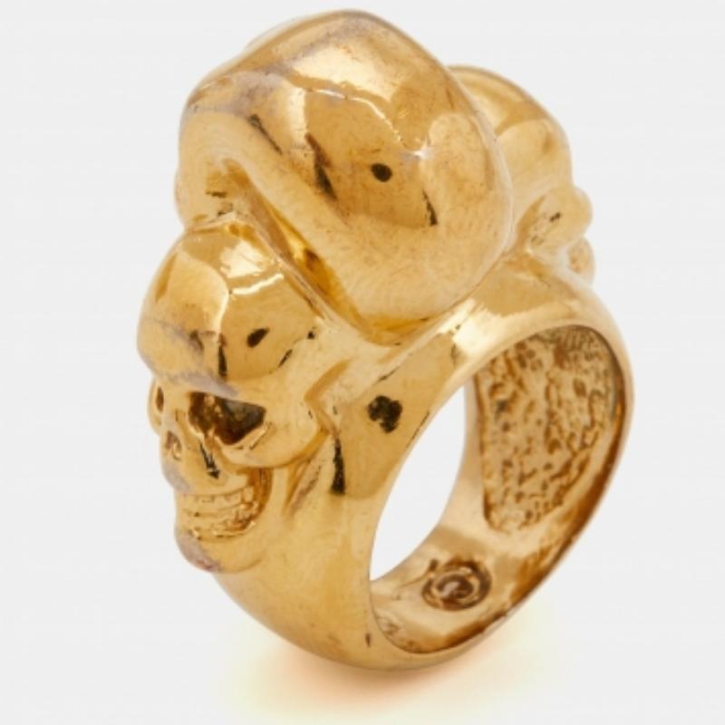McQ Alexander McQueen Bague multi-crânes en or Taille 50 en vente 1