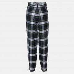 McQ by Alexander McQueen Green Tartan Wool Pleated Trousers S