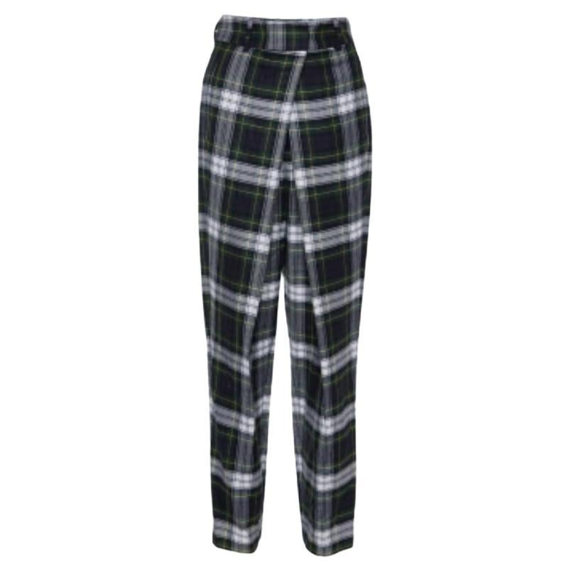 McQ by Alexander McQueen Pantaloni a pieghe in lana tartan verde S