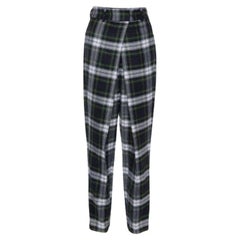 McQ by Alexander McQueen Green Tartan Wool Pleated Trousers S