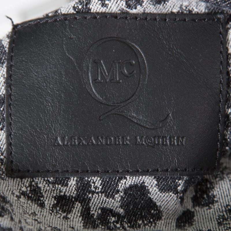 Women's McQ by Alexander McQueen Grey Animal Patterned Jacquard Denim Sleeveless Dress M