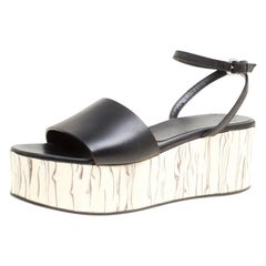 McQ by Alexander McQueen  Leather Wooden Platform Ankle Wrap Sandals Size 38